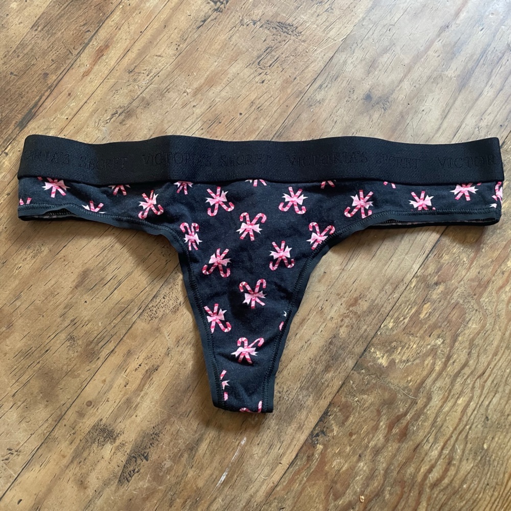 Victorias Secret Logo Thong Candy Cane